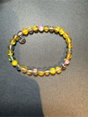 Nogu Yellow Frosted Glass Bead Stretch Bracelet by